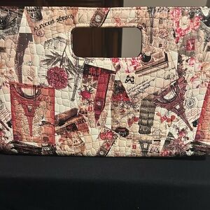 Parisian Print Clutch Bag